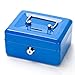 Decaller Cash Box with Slot for Kids, Small Money Box with Money Tray & Key Lock, 6 1/5" x 5" x 3", Blue, QH1507XS