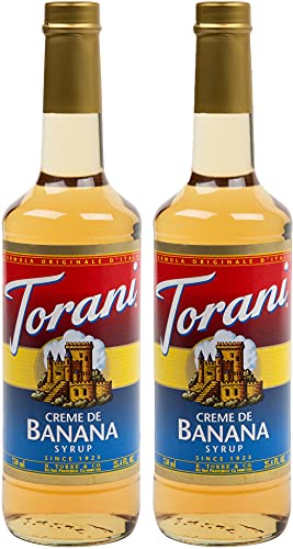 Torani Crème de Banana Flavour Syrup, 750ml bottle, 2 Pack, light brown
