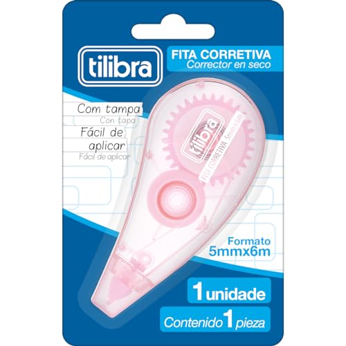 Tilibra - Corretivo em Fita 5mmx6m Rosa Claro - Blister com 1 Unidade