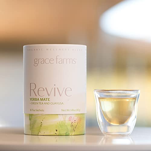 Grace Farms REVIVE Wellness Organic Tea Blend (16 Pyramid Sachets) | Yerba Mate, Green Tea, & Adaptogens | Natural Energy Coffee Replacement | Fairtrade & Kosher | Gives Back 100% of Profits - Image 6