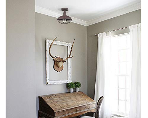 DAYCENT-Rustic-Semi-Flush-Mount-Ceiling-Light-Fixture-Farmhouse-Hallway-Lighting-Metal-Barn-Light-Fixtures-Industrial-Wire-Caged-Flush-Mount-Light-Rust-Finish-for-Foyer-Kitchen-Garage-1-Light DAYCENT Rustic Semi Flush Mount Ceiling Light Fixture Farmhouse Hallway Lighting Metal Barn Light Fixtures Industrial Wire Caged Flush Mount Light Rust Finish for Foyer Kitchen Garage 1 Light