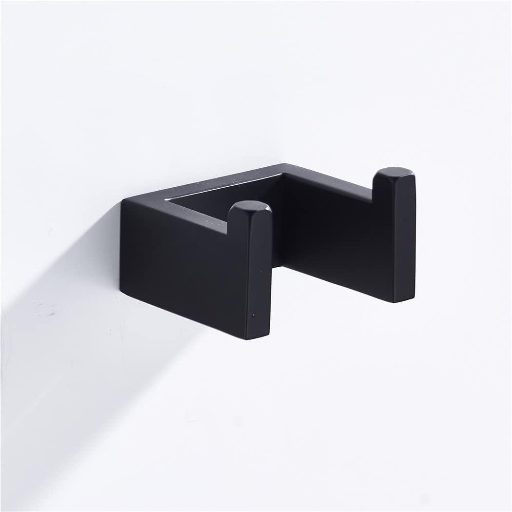 Matte Black 4-Piece Set Bathroom Accessories Wall Mount Toilet Paper Holder Towel Bar Ring Robe Hook Towel Rack