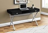 Monarch Specialties Computer Desk - Writing Desk with Drawers and Open Shelf - Metal Sturdy Legs - 48' L (Black/Chrome Legs)