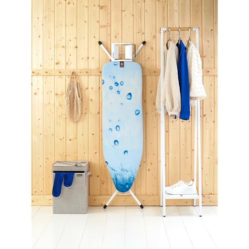 Image of Brabantia Size B Ironing Board (49x15 in) 7 Height Options, Adjustable Steam Iron Rest Holder (Ice Water) Non-Slip Feet, Anti-Collapse Child Locks