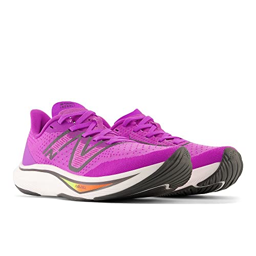 New Balance FuelCell Rebel V3 Tênis de corrida feminino, Rosa cósmico/Blacktop/Neon Dragonfly, 34