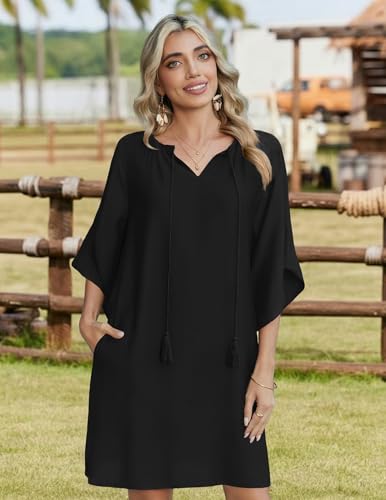 Image of Zeagoo Womens Summer Dress Casual Ruffle Tiered Floral Square Neck Sundresses Beach Boho Mini A-line Dress 2026 with Pockets