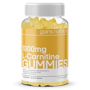 GN Acetyl L-Carnitine Gummies | 60 L carnitine Gummies for Men & Women – 1000mg Acetyl-L-Carnitine per Serving with Ashwagandha, Vitamins B6, B12 | Mango Flavour, Non-GMO & Suitable for Vegans