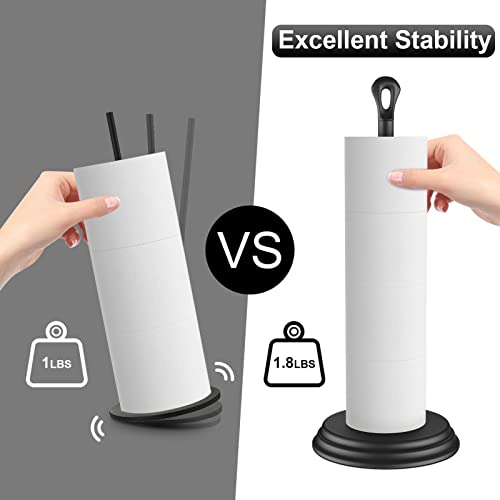 Kasunto Toilet Paper Holder With Rustproof, Metal Free Standing Toilet Paper Stand Storage For Bathroom, Tissue Paper Roll Holder For Bathroom Accessories (Black) #TOP2