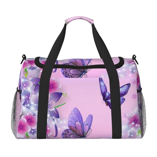 Bolsa de viaje plegable para gimnasio y deportes con diseño floral impermeable