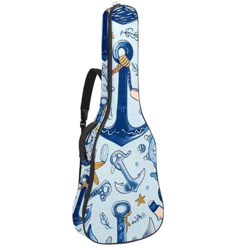 Sac à dos pour guitare basse et acoustique étui étanche motif ancres marines