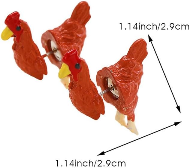 Hand Painted Chicken Earrings For Women Cute 3D Chicken Stud Earrings Funny Resin Mini Chicken Front Back Studs Thanksgiving Farm Animal Jewelry For Women - Image 6