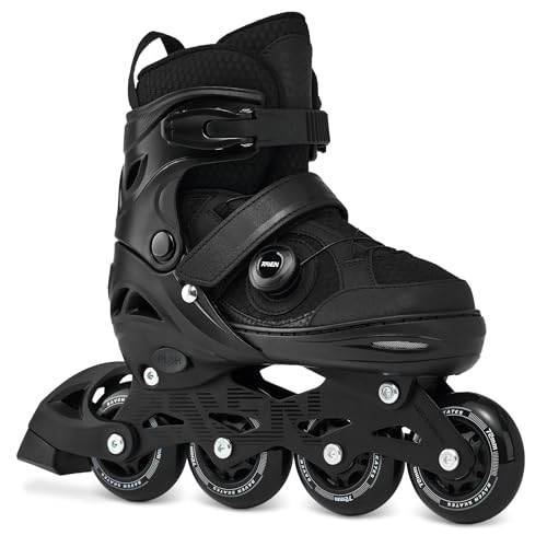RAVEN Inline Skates Inliner für Kinder und Erwachsene OPTIONAL 2in1 mit Schlittschuhen verstellbar Oxen (Oxen PRO Black ohne Kufen 34-37 (21cm-23 5cm))