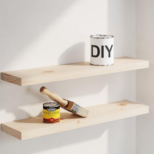 Homeforia 24 inch Wood Floating Shelves, High End Solid Natural W...