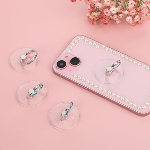 4 peças de suporte de anel de celular de diamante, suporte de anel de telefone transparente, suporte