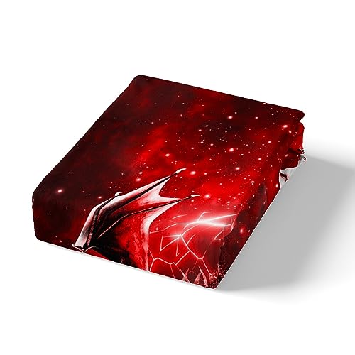 Loussiesd Galaxy Dragon Duvet Cover Kids Chic Outer Space Starry Sky Bedding Set Jungle Animals Dragon Bedding & Linen for Boys Children Teens Red Black Bedspread Cover Double Size - Image 4