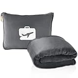 EverSnug Travel Blanket and Pillow - Premium Soft 2 in 1 Airplane Blanket with Soft Bag Pillowcase,...