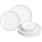 HOMIP 50Pcs Fancy Disposable Dinnerware Party Set, Elegant Plates Include 25Pcs Dinner Plate 10