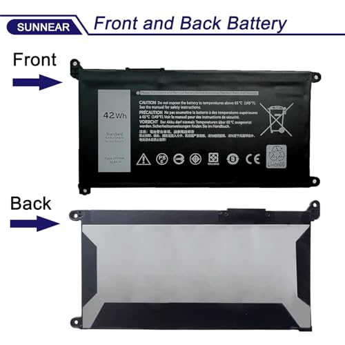 Image of 42Wh JPFMR Laptop Battery Replacement for Dell Chromebook 3100 3400 3100(2-in-1) 5488 5493 5593 P90F Series Notebook 0JPFMR 16DPH 65N6H 7T0D3 07GDY 7MT0R DN33X RDNP5 11.4V 3500mAh 3-Cell