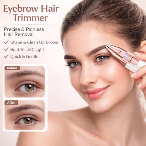 Image of 2-in-1 Eyebrow Trimmer for Women Facial Hair Remover Machine ,Eyebrow Trimmer for Women - Facial Hair Removal Machine For WomenFace kit - Face,Upper Lips,Cheek, Chin and Nose Hair Remover Epilator, Usb Rechargeable With Light Hair Removal For Face