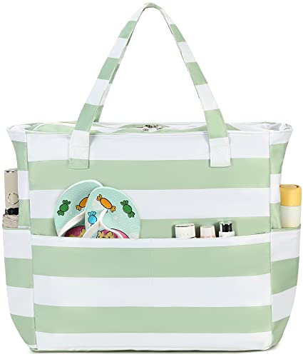 Image of Waterproof Beach Tote Pool Bags for Women Ladies Extra Large Gym Tote Carry On Bag With Wet Compartment for Weekender Travel
