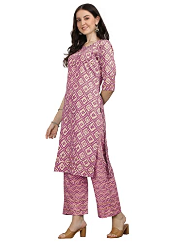 Image of Youthnic Women's Rayon Foil Print Kurta and Palazzo Set