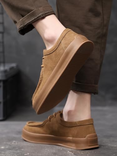 Santimon Men's Suede Leather Lace Up Platform Oxfords Moc Toe Casual Derby Shoes Classic Work Office Business Dress Shoes4