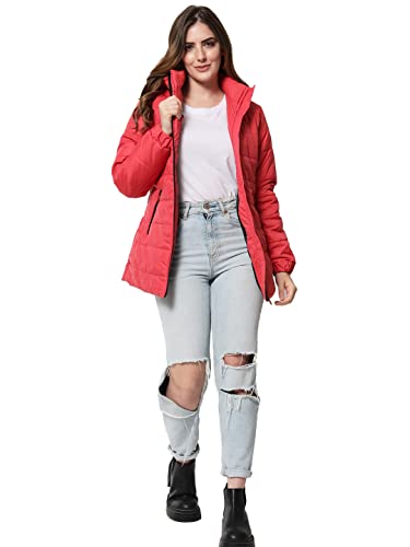 Image of KOTTY Women Nylon Peach Pink Solid Puffer Jacket