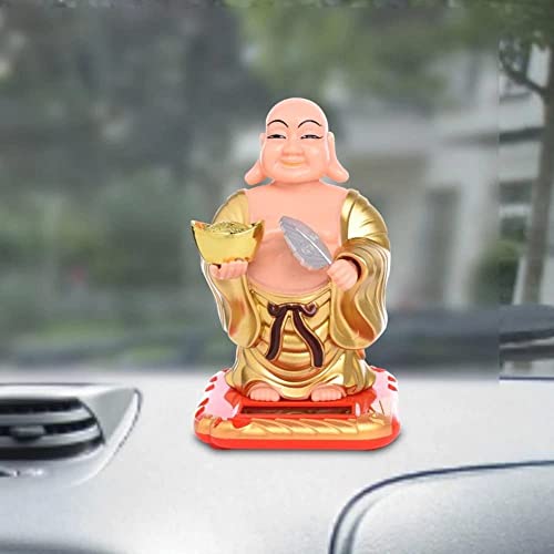 Image of WinsomeCollection Monk Hand and Head Moving Baby Laughing Lord Buddha Idol Statue Solar Powered Dancing Showpiece Gift Item Car Dashboard Decoration Room Office Hotel Home Decor