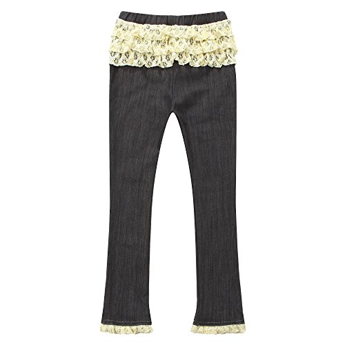 Richie House Little Girls' Denim Tight Leggings with Lace Details RH09992