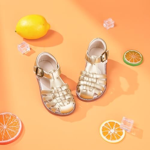 Toddler Little Girl Summer Sandals - Flower Girl Close Toe Dress Shoes Flats Wedding Princess3