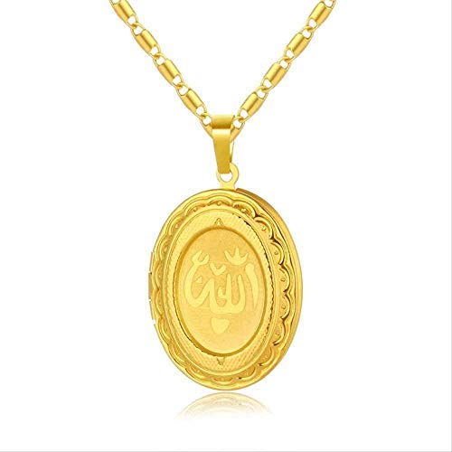 Preisvergleich Produktbild CKAWM Halskette Muslim Allah Anhänger Halsketten Für Frauen Offener Bilderrahmen Muslimische Halskette Religiöse Frauen Schmuck Geschenke