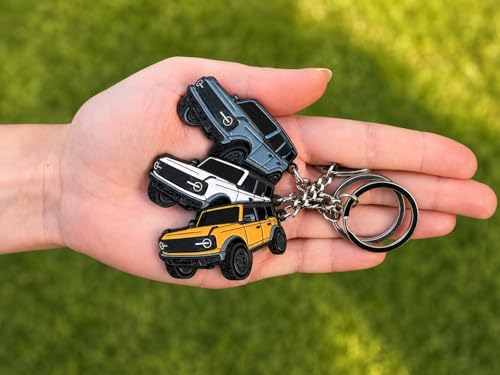 Image of Bronco Keychain Accessories 4 door key chain Fob Cover Cool Mods compatible with Ford Bronco 2022 2023 2024