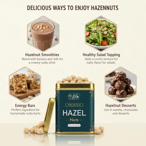 Image of LILA DRY FRUITS Hazelnuts 275 Grams Whole Natural Crunchy Nuts Rich in Protein Fiber Healthy Snack for Daily Nutrition Energy Baking Dry Fruits for Diet & Keto Friendly Snack Perfect for Gifting