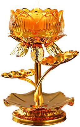 ACPETTY Diwali Diya Votive Candle Holder Religious Lotus Flower Shape Tea Light Candle Holder Stand Decorative Candlestick for Parlor, Bedroom, Office, Wedding, Dining Table, Party, Home Decor(Yellow)