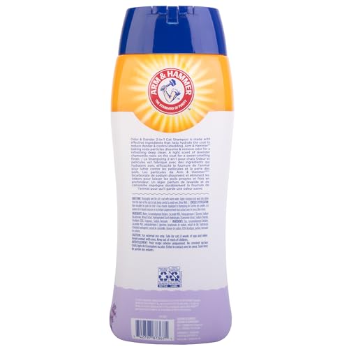 Arm & Hammer 2-in-1 Deodorizing & Dander Reducing Shampoo for Cats, Dander Remover for Dander and Odors, Baking Soda Moisturizes and Deodorizes, Lavender Chamomile Scent, 20 Fl Oz (Pack of 1)
