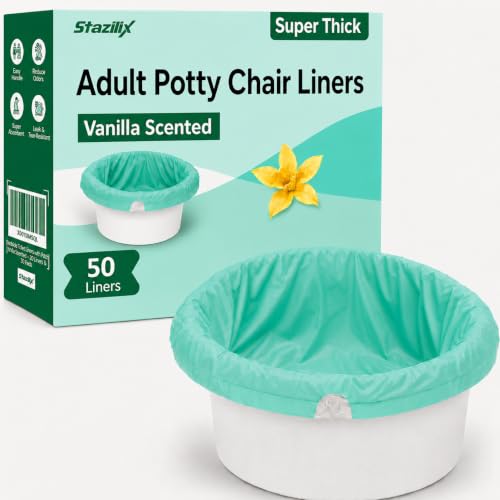 Image of Adult Potty Chair Liners Disposable, 50 Liners | Fits Most Adult Bedside Potty Chairs for Adults, Tear Resistant, Leak Proof