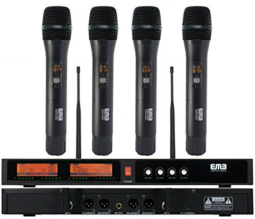 EMB EMIC2500 Wireless Microphone System 4-Channel UHF Cordless Mi...