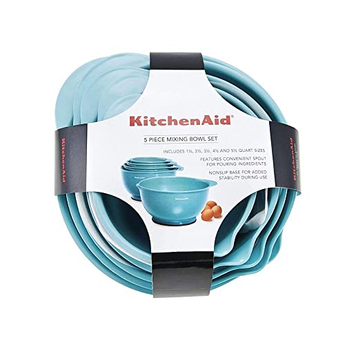 Image of KitchenAid KE178OSAQA Classic Mixing Bowls, Set of 5,Aqua Sky 2