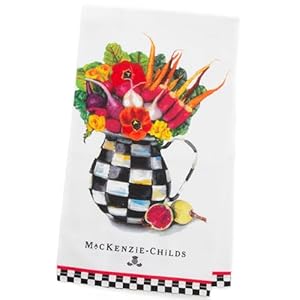 MACKENZIE-CHILDS Cotton Dish Towel, Cute Decorative Kitchen Dish Towel for Cleaning and Home Decor, Set of 1, Vegetable Bouquet MACKENZIE CHILDS Cotton Dish Towel Cute Decorative Kitchen Dish Towel for Cleaning and Home Decor Set of 1 Vegetable Bouquet