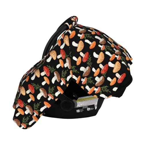 Image of Mushroom Baby Car Seat Canopy Cover Multi Use Shower Gift, Nursing Cover for Mom Nursing Covers, Mushroom Baby Stuff Items