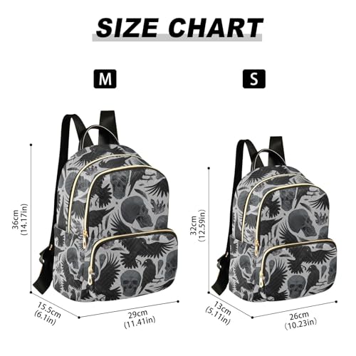 Image of Gothic Crows Skulls Gothic Mini Backpack Fashion Backpack Purse for Women,Handbag Shoulder Bag Casual Daypack, Ladies Gift for College Work (M)