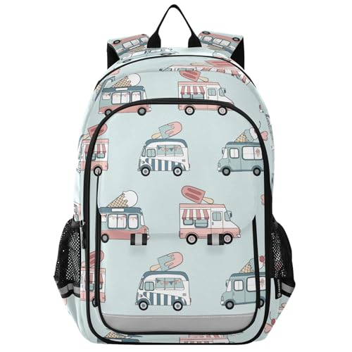 Fisyme Ice Cream Trucks Car School Backpack Laptop Backpacks Bags Bookbag Travel Casual Computer Notebooks Daypacks