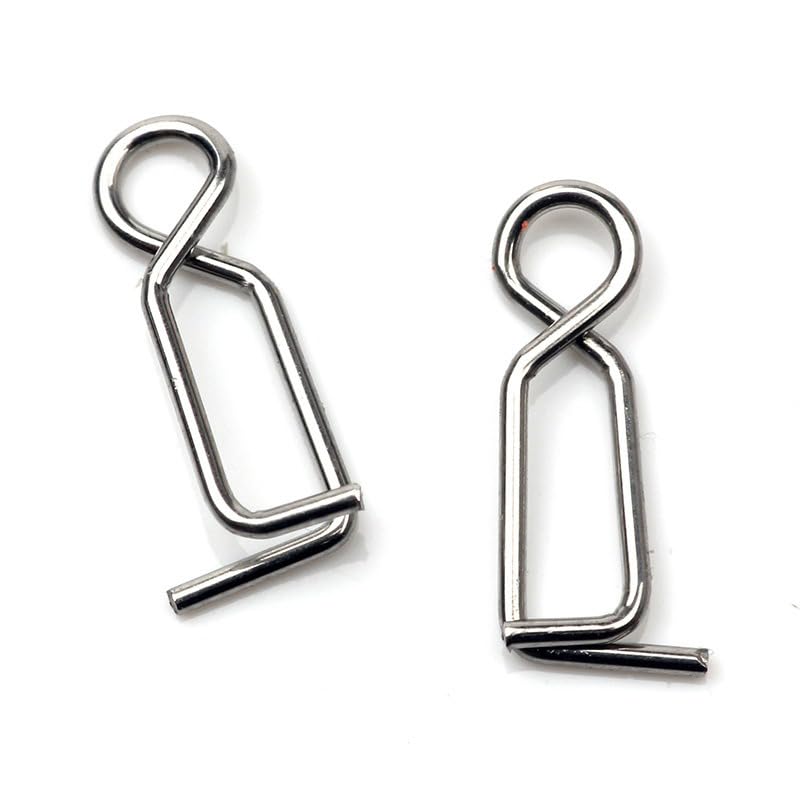 100 clips rápidos de acero inoxidable para pesca miniatura 1