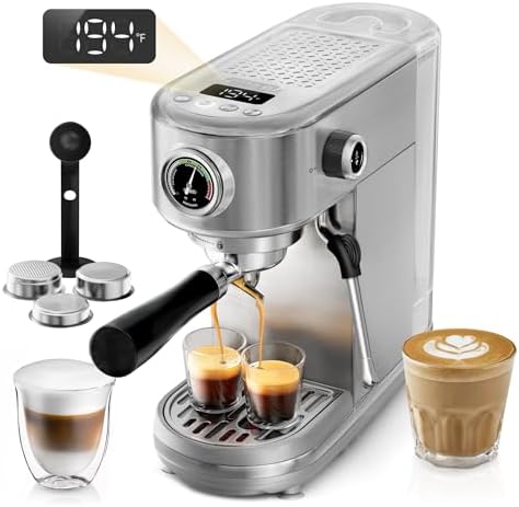 HIBREW Espresso Machine 20 Bar, Semi-Automatic Cappuccino Maker w...