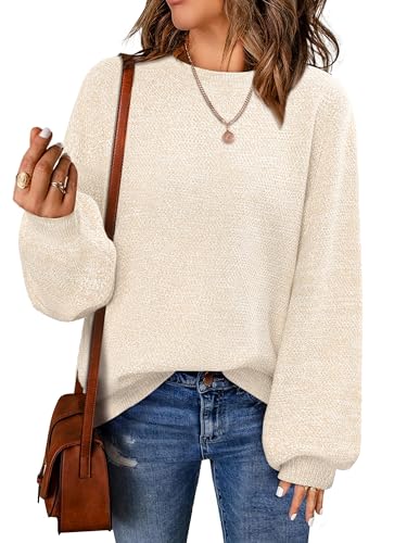 NIeyook Women's Oversized Sweaters Fall Winter Trendy Crew Neck Pullover Sweater Long Sleeve Loose Heathered Knit Tops 2025
