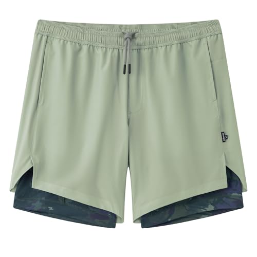 Image of maamgic Mens Workout Shorts 2 in 1 Stretch 5 inch / 7 inch Gym Shorts Running Shorts with Compression Liner Zip Pocket
