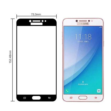 Image of Screen Protector for Samsung Galaxy C7 Pro (Black) Tempered Glass Edge-to-Edge 6D Screen Guard With Installation Kit