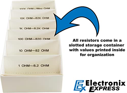 365 Piece Resistor Kit 1/2 Watt In Compartmentalized Cardboard Storage Box - Wide Variety Of Values #TOP2