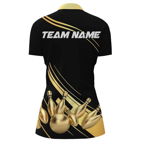 Black and Gold Bowling Shirt for Men and Women - Custom Jersey Polo & Quarter-Zip Team Shirt3