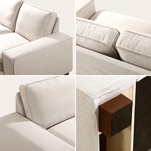 Cocolhome Polyester Nonwoven Fabric Couch Sofa Modern Classic Washable Removable Cushion Square Legs 2 Seat For Living Room Bedroom Office Dorm Apartment Small Space, Tool Free Assemble(Beige,3P) #TOP2